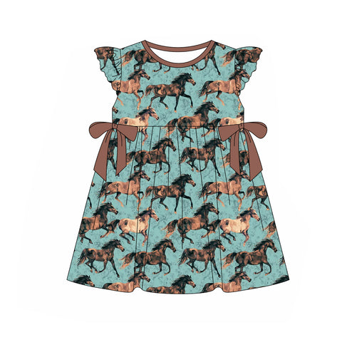 Preorder 03.02 Western Horse Brown Girl's Dress