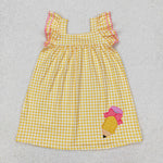 GSD2012 Back To School Pencil Bows Yellow Plaid Girl's Dress