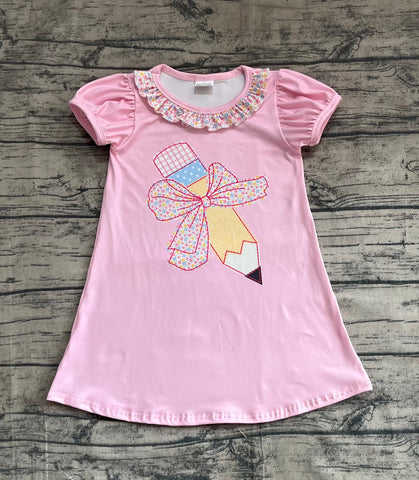 Preorder GSD2017 Back To School Pencil Bows Pink Girl's Dress