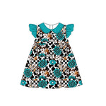 Preorder 03.05 GSD2022 Western Turquoise Cow Girl's Dress