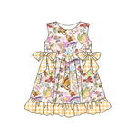 Preorder 03.05 GSD2029 Cartoon Animal Yellow Cute Girl's Dress