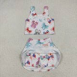 GSD2046 Cartoon Bows Yoga Girls Skorts Set