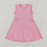 GSD2087 Solid Color Pink Zip Yoga Girl's Dress Onesie
