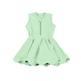 Preorder GSD2089 Solid Color Green Zip Yoga Girl's Dress Onesie