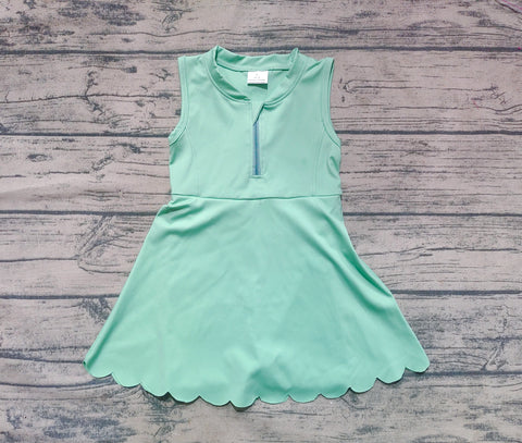 Preorder GSD2089 Solid Color Green Zip Yoga Girl's Dress Onesie