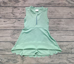 Preorder GSD2089 Solid Color Green Zip Yoga Girl's Dress Onesie