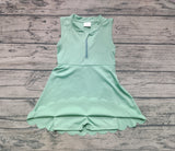 Preorder GSD2089 Solid Color Green Zip Yoga Girl's Dress Onesie
