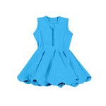 Preorder 03.10 GSD2090 Solid Color Blue Zip Yoga Girl's Dress Onesie