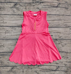 Preorder GSD2091 Solid Color Watermelon Red Zip Yoga Girl's Dress Onesie