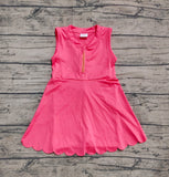 Preorder GSD2091 Solid Color Watermelon Red Zip Yoga Girl's Dress Onesie