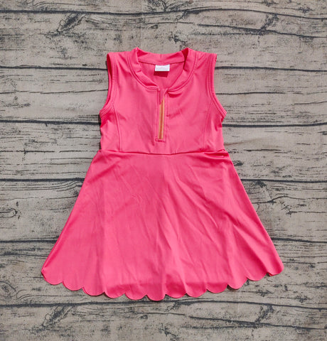 Preorder GSD2091 Solid Color Watermelon Red Zip Yoga Girl's Dress Onesie