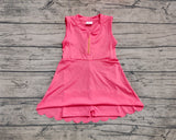 Preorder GSD2091 Solid Color Watermelon Red Zip Yoga Girl's Dress Onesie