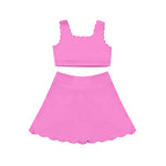 Preorder GSD2092 Solid Color Pink Yoga Girls Skirt Set