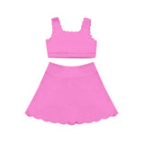 Preorder GSD2092 Solid Color Pink Yoga Girls Skirt Set