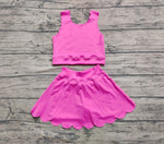 Preorder GSD2092 Solid Color Pink Yoga Girls Skirt Set
