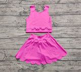 Preorder GSD2092 Solid Color Pink Yoga Girls Skirt Set
