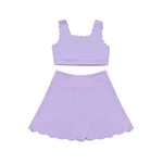 Preorder GSD2095 Solid Color Purple Yoga Girls Skirt Set