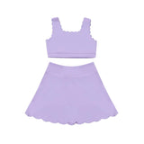 Preorder GSD2095 Solid Color Purple Yoga Girls Skirt Set