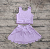 Preorder GSD2095 Solid Color Purple Yoga Girls Skirt Set