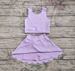 Preorder GSD2095 Solid Color Purple Yoga Girls Skirt Set