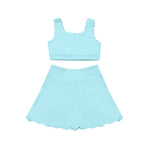 Preorder 03.10 GSD2096 Solid Color Blue Yoga Girls Skirt Set