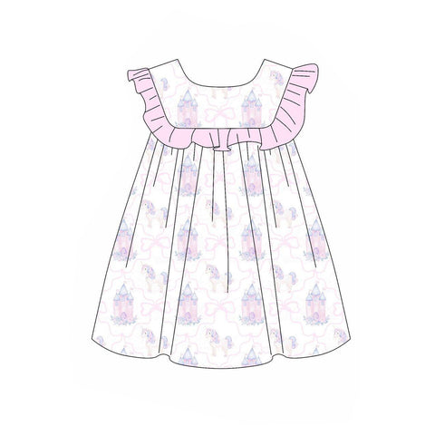 Preorder 03.10 GSD2105 Castle Bows Pink Girl's Dress