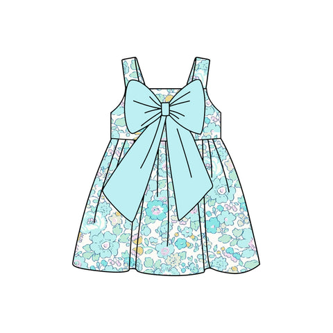 Preorder 03.10 GSD2107 Flower Bows Sky Blue Girl's Dress