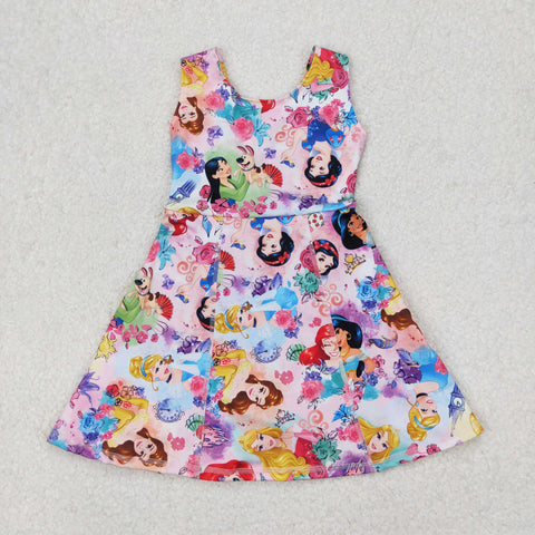 GSD2136 Cartoon Princess Flower Yoga Girl's Dress Onesie