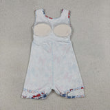 GSD2150 July 4th USA Baseball Bows Yoga Girl's Dress Onesie