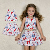 GSD2151 July 4th USA Baseball Bows Yoga Girl's Skorts Set