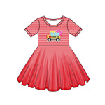 Preorder 03.17 Back To School Bus Red Tulle Girl's Dress