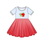 Preorder 03.17 Back To School Apple Caterpillar Red Tulle Girl's Dress