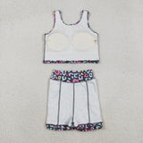 GSD2176 Colorful Leopard Yoga Girls Skorts Set