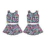 Preorder Samples GSD2176 Colorful Leopard Yoga Girls Skorts Set