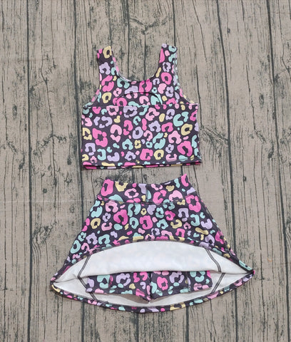 Preorder Samples GSD2176 Colorful Leopard Yoga Girls Skorts Set