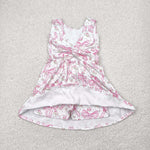 GSD2199 Flower Bows Pink Yoga Girl's Dress Onesie