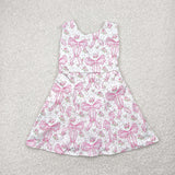 GSD2199 Flower Bows Pink Yoga Girl's Dress Onesie