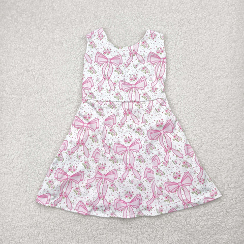 GSD2199 Flower Bows Pink Yoga Girl's Dress Onesie