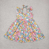 GSD2207 Garden Flower Floral Yellow Girl's Dress