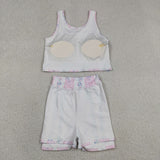 GSD2216 Bows Flower Pink Yoga Girls Skorts Outfits