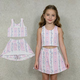 GSD2216 Bows Flower Pink Yoga Girls Skorts Outfits