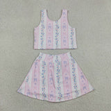 GSD2216 Bows Flower Pink Yoga Girls Skorts Outfits