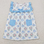 GSD2230 Flower Bows Blue Girl's Dress