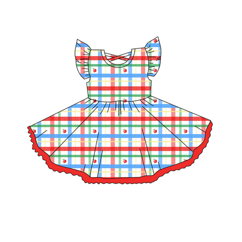 Preorder 03.31 GSD2257 Back To School Apple Red Girl's Dress