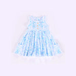 Preorder 04.01 Flower Blue Ruffles Cute Girl's Dress