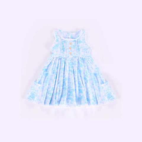 Preorder 04.01 Flower Blue Ruffles Cute Girl's Dress