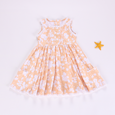 Preorder 04.01 Flower Orange Ruffles Cute Girl's Dress