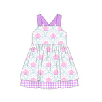 Preorder 04.01 GSD2267 Shell Bows Purple Pink Girl's Dress