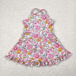 GSD2278 Flower Pink Yoga Girl's Dress Onesie