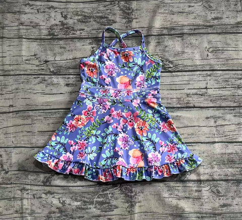 Preorder GSD2279 Flower Purple Yoga Girl's Dress Onesie